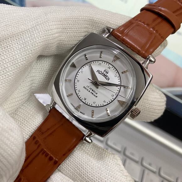 Fortis Other - Vintage 1980 Roamer Manual Mens Silver Watch W/Leather Strap & Gray accents